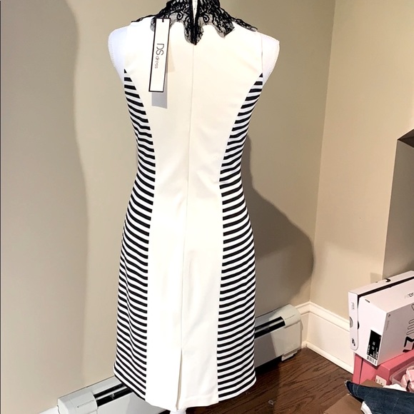 NWT flattering ivory and black sleeveless dress - Picture 5 of 9